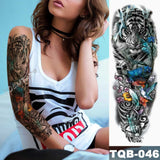 Large Arm Sleeve Tattoo Lion Crown King Rose Waterproof Temporary Tatoo Sticker Wild Wolf Tiger Men Full Skull Totem Fake Tatto