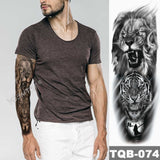 Large Arm Sleeve Tattoo Lion Crown King Rose Waterproof Temporary Tatoo Sticker Wild Wolf Tiger Men Full Skull Totem Fake Tatto