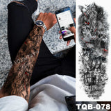 Large Arm Sleeve Tattoo Lion Crown King Rose Waterproof Temporary Tatoo Sticker Wild Wolf Tiger Men Full Skull Totem Fake Tatto