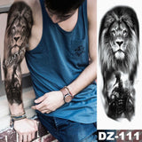 Large Arm Sleeve Tattoo Lion Crown King Rose Waterproof Temporary Tatoo Sticker Wild Wolf Tiger Men Full Skull Totem Fake Tatto