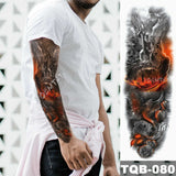 Large Arm Sleeve Tattoo Lion Crown King Rose Waterproof Temporary Tatoo Sticker Wild Wolf Tiger Men Full Skull Totem Fake Tatto