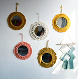 New arrival handmade macrame taperstry with mirror taperstry mirror wall hanging mirror Bohemian mirror