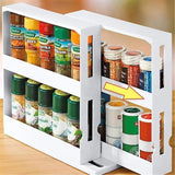 Delicate Spice Rack Double Storage Food Rack Rotating Spice Storage Shelf for Kitchen Bathroom Creative household products