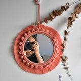 New arrival handmade macrame taperstry with mirror taperstry mirror wall hanging mirror Bohemian mirror