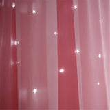 Double Layer Stars Blackout Curtains Pink Tull For Kids Room Sheer Curtains for Living Room Girl's Bedroom Window Treatments