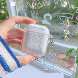 Cute Fresh Flower Transparent Case for Apple Airpods 1 2 Case with KeyChain for AirPods Pro Bluetooth Earphone Protective Case