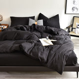 Bedding Set High Quality Skin Friendly Fabric Black Duvet Cover Set Solid Color Single Double King Size Quilt Cover Set