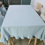 Flounce Stitching Cotton Fabric Table Cloth Washable Tablecloth for Wedding Party Dining Banquet DecorationTable Cover