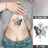 Butterfly Waterproof Temporary Tattoo Stickers Moth Rose Flower Dark Flash Tatto Women Sexy Body Art Arm Neck Fake Tattoos Men