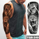 Large Arm Sleeve Tattoo Lion Crown King Rose Waterproof Temporary Tatoo Sticker Wild Wolf Tiger Men Full Skull Totem Fake Tatto