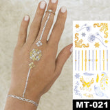 Waterproof Temporary Tattoo Sticker Gold Silver Henna Indian Hand Painted Glitter Tattoos Women Mandala Flower Feather Body Art