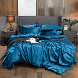 Satin Rayon Bedding Set High Quality Solid Color Bed Cover Set Single Double Twin King Size Duvet Cover Set