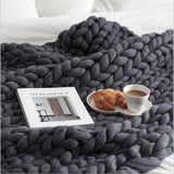 Fashion chunky merino wool blanket thick large yarn roving knitted blanket winter warm throw blankets sofa bed blanket