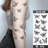 Butterfly Waterproof Temporary Tattoo Stickers Moth Rose Flower Dark Flash Tatto Women Sexy Body Art Arm Neck Fake Tattoos Men