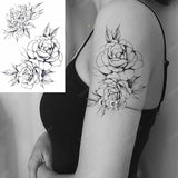 Black Flower Rose Waterproof Temporary Bird Snake Sexy Body Arm Leg Gem Henna Tattoo Fashion Big Fake Sleeve Sticker