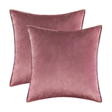 Pack of 2 Decorative Velvet Throw Pillow Cover Soft Rose Red Pillow Cover Solid Square Cushion Case for Sofa Bedroom