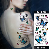 Butterfly Waterproof Temporary Tattoo Stickers Moth Rose Flower Dark Flash Tatto Women Sexy Body Art Arm Neck Fake Tattoos Men