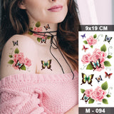 Butterfly Waterproof Temporary Tattoo Stickers Moth Rose Flower Dark Flash Tatto Women Sexy Body Art Arm Neck Fake Tattoos Men