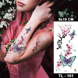 Butterfly Waterproof Temporary Tattoo Stickers Moth Rose Flower Dark Flash Tatto Women Sexy Body Art Arm Neck Fake Tattoos Men