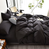 Bedding Set High Quality Skin Friendly Fabric Black Duvet Cover Set Solid Color Single Double King Size Quilt Cover Set