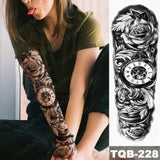 Large Arm Sleeve Tattoo Lion Crown King Rose Waterproof Temporary Tatoo Sticker Wild Wolf Tiger Men Full Skull Totem Fake Tatto