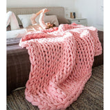 Fashion chunky merino wool blanket thick large yarn roving knitted blanket winter warm throw blankets sofa bed blanket