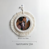 New arrival handmade macrame taperstry with mirror taperstry mirror wall hanging mirror Bohemian mirror