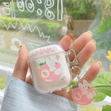 Cute Fresh Flower Transparent Case for Apple Airpods 1 2 Case with KeyChain for AirPods Pro Bluetooth Earphone Protective Case