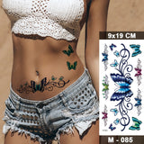 Butterfly Waterproof Temporary Tattoo Stickers Moth Rose Flower Dark Flash Tatto Women Sexy Body Art Arm Neck Fake Tattoos Men