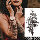 Waterproof Temporary Tattoo Sticker Old School Moth Butterfly Tatto Compass Flowers Wing Clock Body Art Arm Fake Sleeve Tatoo