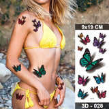 Butterfly Waterproof Temporary Tattoo Stickers Moth Rose Flower Dark Flash Tatto Women Sexy Body Art Arm Neck Fake Tattoos Men