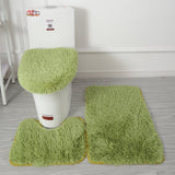 3pcs/set Solid Color Bathroom Mat Set Fluffy Hairs Bath Carpets Modern Toilet Lid Cover Rugs Kit Rectangle 50*80 50*40 45*50cm