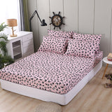 Fitted Bed Sheet with Pillowcase Red Heart Printed White Color drap housse 180x200cm Sheet on Elastic