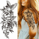 Big Rose Waterproof Temporary Tattoo Flower Butterfly Bird Hipster Fashion Woman Fake Body Arm Sticker Man Tatoo Art Leg Totem