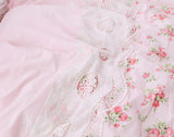 Korean style fresh garden flower bedding set dream princess cotton lace bedskirt ruffles pillowcase duvet cover set HM03A