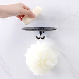 Free Punching Wall Mounted Soap Plate Bathroom Soap Box Storage Rack Plastic Holder Creative 2 Hook Hang Bathing Accessories