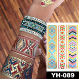 Waterproof Temporary Tattoo Sticker Flowers Mandala Henna Gold Silver Metallic Flash Tatoo Boho Lotus Jewelry Glitter Body Art