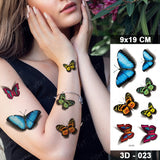 Butterfly Waterproof Temporary Tattoo Stickers Moth Rose Flower Dark Flash Tatto Women Sexy Body Art Arm Neck Fake Tattoos Men