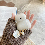 Dreamy White Glossy Shell Pearl Bracelet Keychain Earphone Soft case For Apple Airpods 1 2 Pro 3 Wireless Headset Box Cover