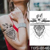 Waterproof Temporary Tattoo Sticker Chest Lace Henna Mandala Flash Tattoos Wolf Diamond Flower Body Art Arm Fake Tatoo Women Men