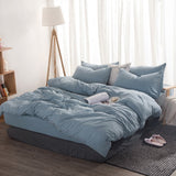 Product Solid Color 3/4 Pcs Bedding Set Microfiber Bedclothes Navy Blue Gray Bed Linens Duvet Cover Set Bed Sheet