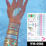 Waterproof Temporary Tattoo Sticker Flowers Mandala Henna Gold Silver Metallic Flash Tatoo Boho Lotus Jewelry Glitter Body Art