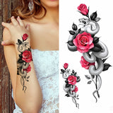 Big Rose Waterproof Temporary Tattoo Flower Butterfly Bird Hipster Fashion Woman Fake Body Arm Sticker Man Tatoo Art Leg Totem