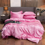 Satin Rayon Bedding Set High Quality Solid Color Bed Cover Set Single Double Twin King Size Duvet Cover Set