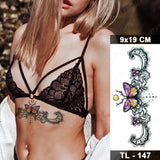 Butterfly Waterproof Temporary Tattoo Stickers Moth Rose Flower Dark Flash Tatto Women Sexy Body Art Arm Neck Fake Tattoos Men