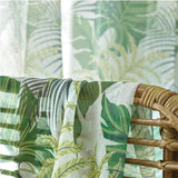 Sheer Green Leaves Tulle Curtains for Living Room Bedroom Cortinas for Window Treatments Voiles Home Decor Door Drapes