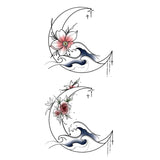 Small Waterproof Temporary Tattoo Sticker Colorful Feather Flower Leaves Planet Moon Women Body Art Wrist Neck Fake Tattoos Men