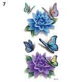 3D Butterfly Tattoos Sticker for Women Temporary Body Art Tattoo Sticker Rose Flower Feather Tattoo lady Waterproof Fake Tatoo