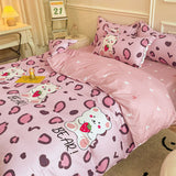Cute Bear Bedding Set Girls Boys Kids Single Double Size Flat Sheet Duvet Cover Pillowcase Bed Linens White Blue Home Textile