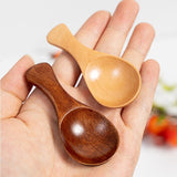 Mini Natural Wooden Spoon Scoop Tea Coffee Condiment Salt Seasoning Sugar Spoon Ice Cream Tea Leaf Roung Scoop Spoon